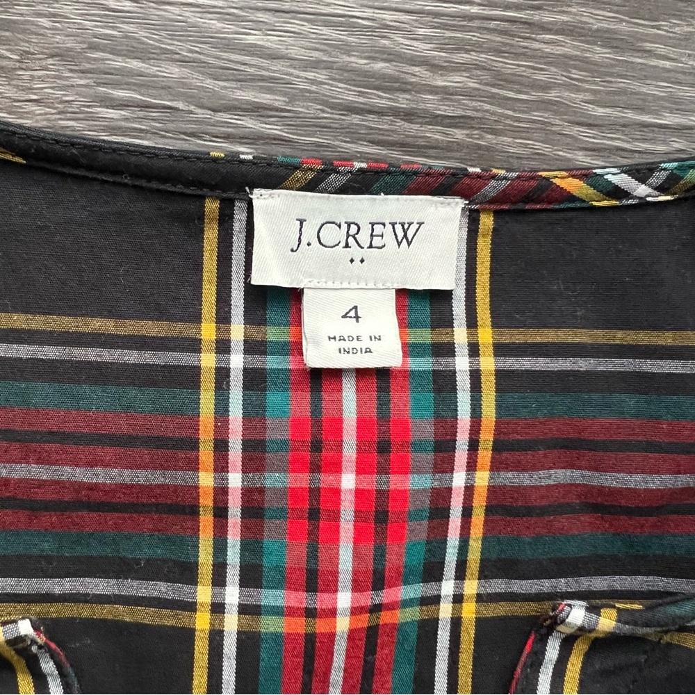 J. Crew Stewart Tartan Puff-Sleeve Factory Midi Dress - Picture 5 of 8